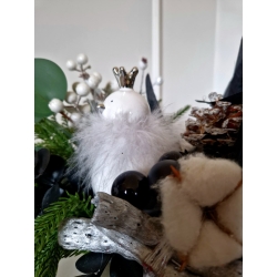 Flower Box świąteczny stroik czarno - biały Black & White M